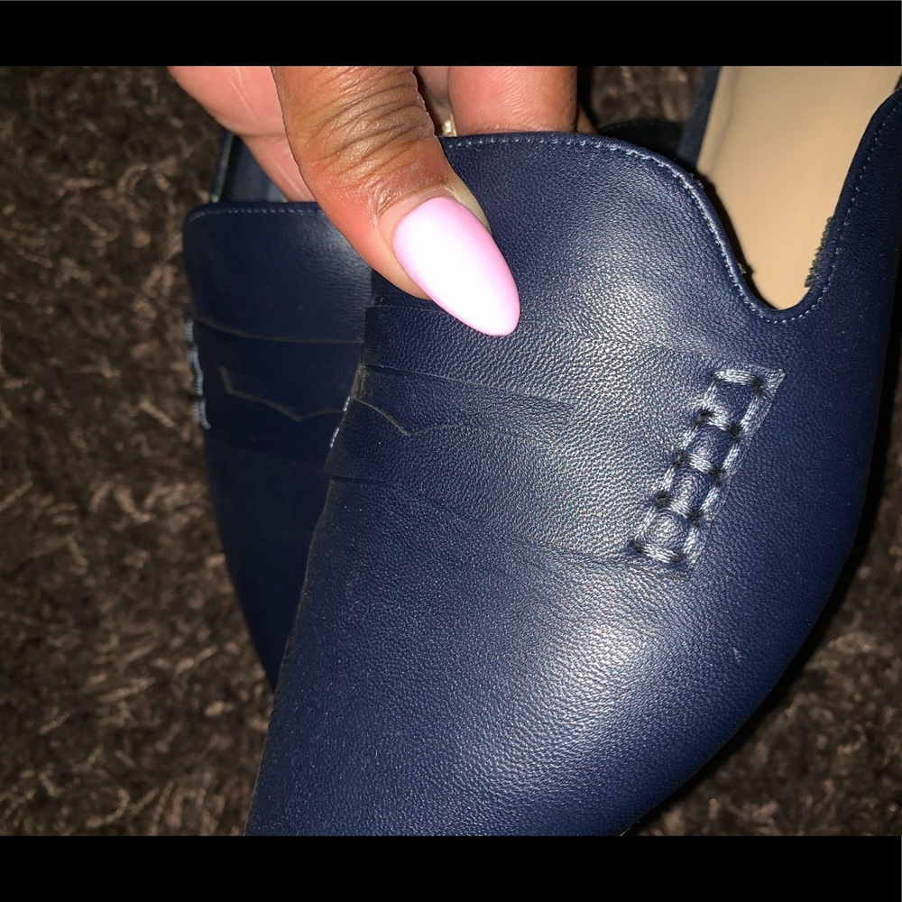 Navy blue flat mules
